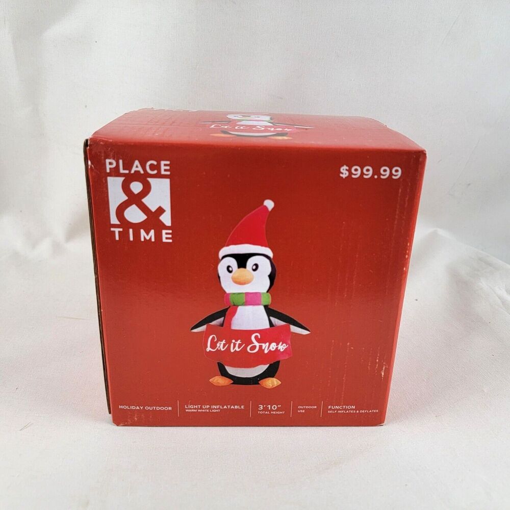 Place & Time Inflatable Decoration Penguin Let it Snow Light Up 3' 10" Christmas